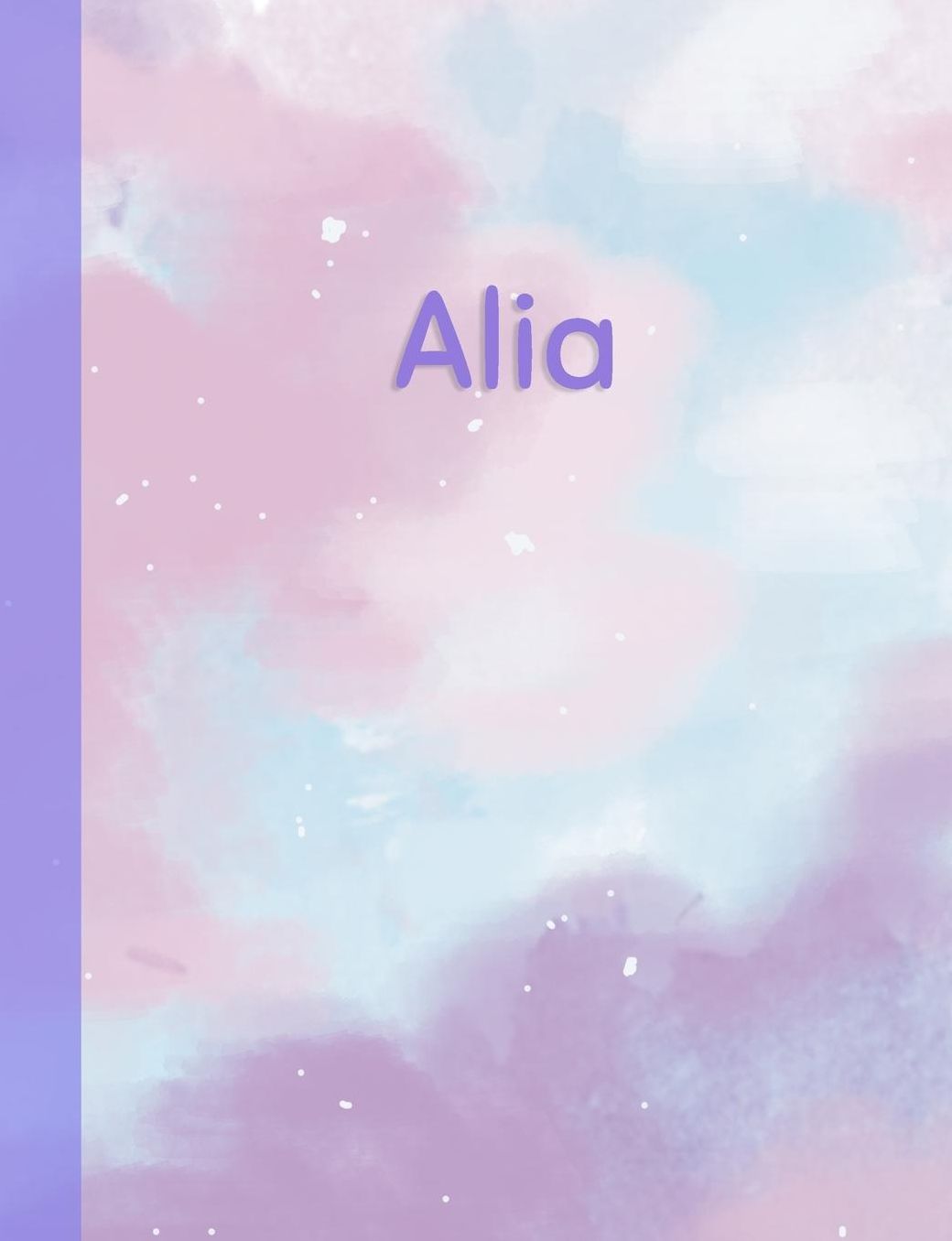Alia: Personalized Composition Notebook - College Ruled (Lined) Exercise Book for School Notes, Assignments, Homework, Essay Writing. Pink Blue Purple Cover Art - Cloud Marble with Name