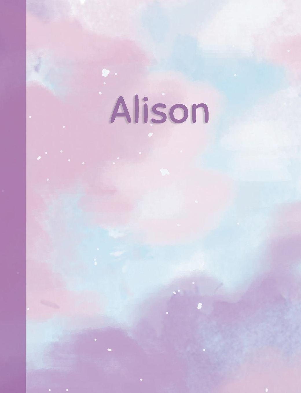 Alison: Personalized Composition Notebook - College Ruled (Lined) Exercise Book for School Notes, Assignments, Homework, Essay Writing. Pink Blue Purple Cover Art - Cloud Marble with Name