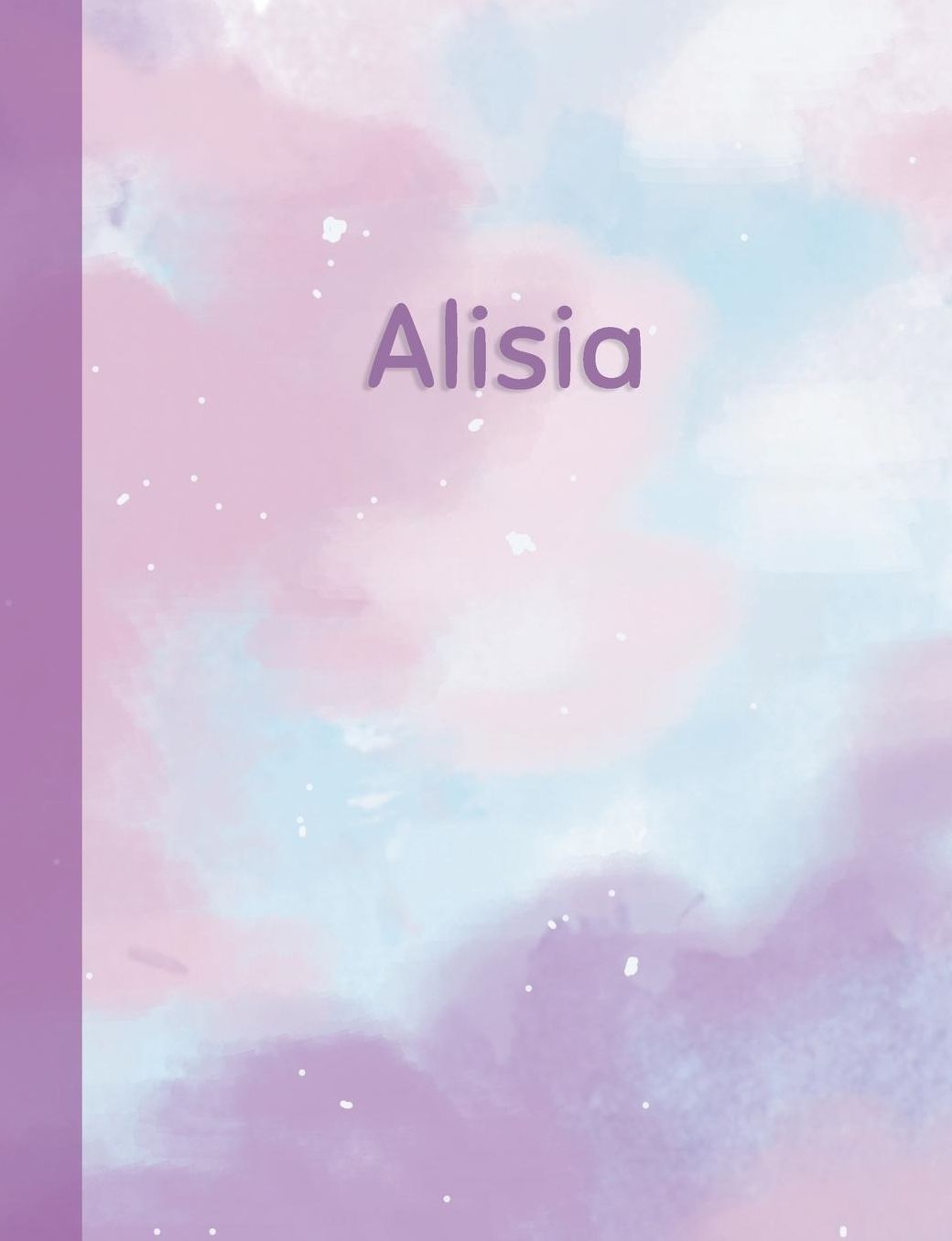 Alisia: Personalized Composition Notebook - College Ruled (Lined) Exercise Book for School Notes, Assignments, Homework, Essay Writing. Pink Blue Purple Cover Art - Cloud Marble with Name