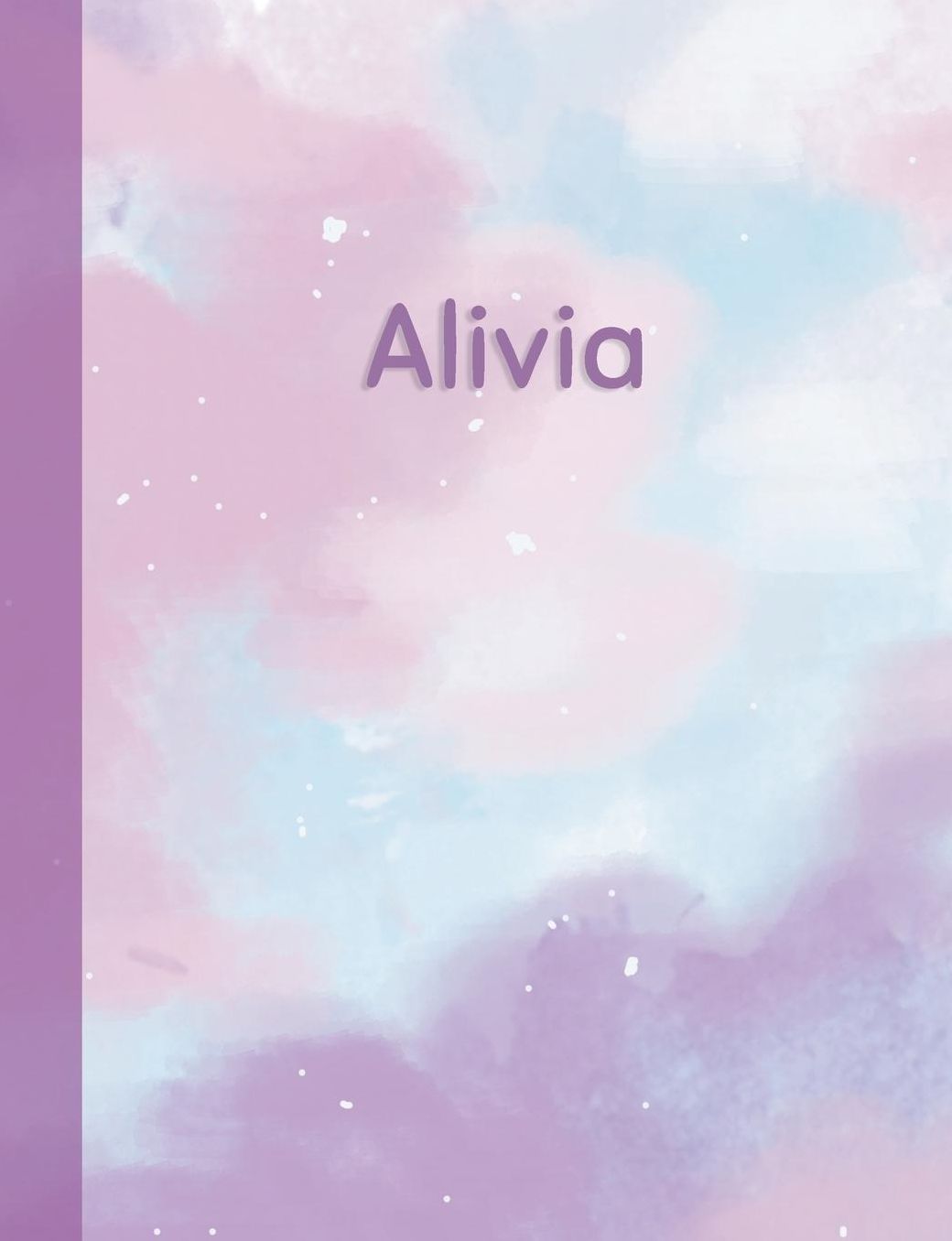 Alivia: Personalized Composition Notebook - College Ruled (Lined) Exercise Book for School Notes, Assignments, Homework, Essay Writing. Pink Blue Purple Cover Art - Cloud Marble with Name