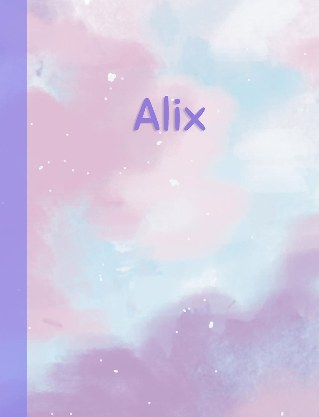 Alix: Personalized Composition Notebook - College Ruled (Lined) Exercise Book for School Notes, Assignments, Homework, Essay Writing. Pink Blue Purple Cover Art - Cloud Marble with Name