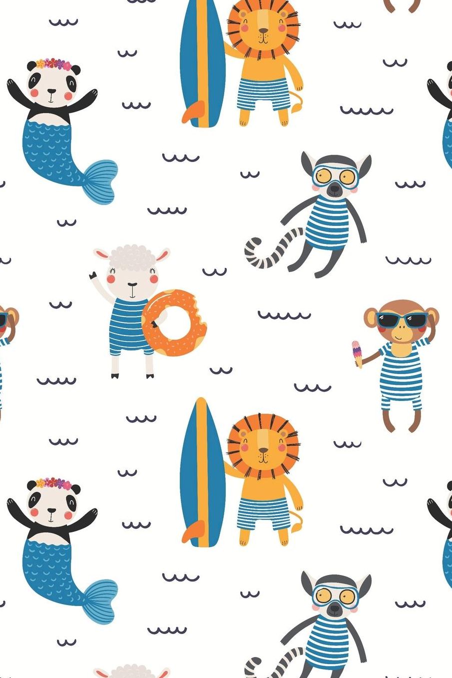 Animals At The Beach: Dot Grid Notebook Journal, 6x9 Inch, 120 pages