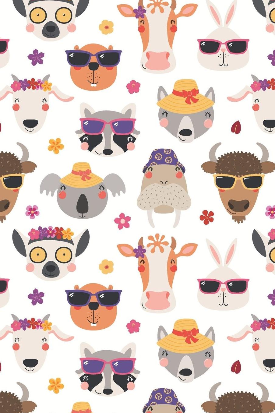 Happy Animals: Graph Paper Notebook, 6x9 Inch, 120 pages