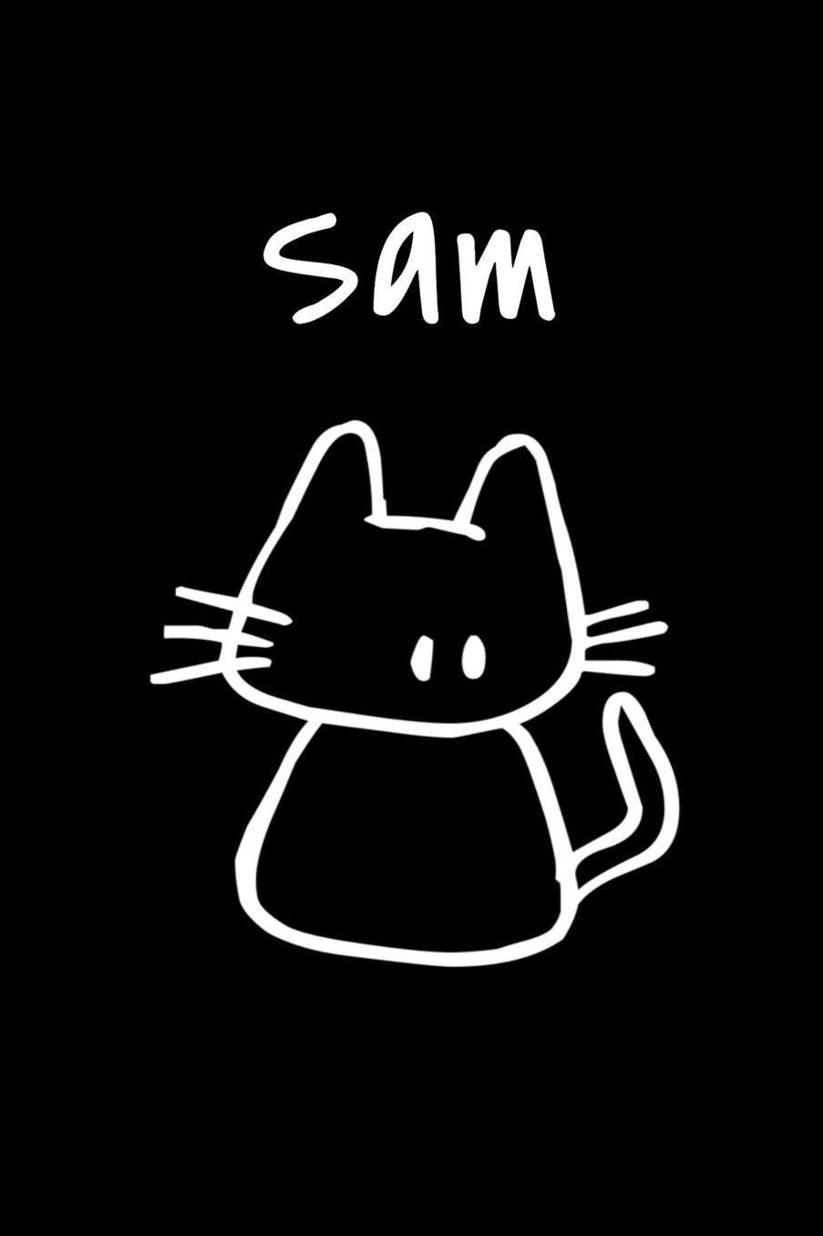 Sam: Composition Notebook Plain College Ruled Wide Lined 6 x 9 Journal Cute Meow Funny Kawaii Gifts for Family Cat Lover's Organizer Record Log Passwords Address Book Appointments & Diary Students Back to School Teens Kids Workbook for Writing Notes