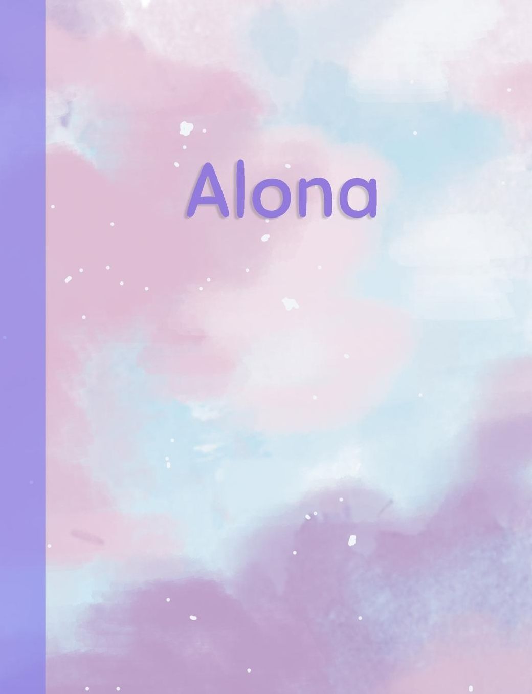 Alona: Personalized Composition Notebook - College Ruled (Lined) Exercise Book for School Notes, Assignments, Homework, Essay Writing. Pink Blue Purple Cover Art - Cloud Marble with Name