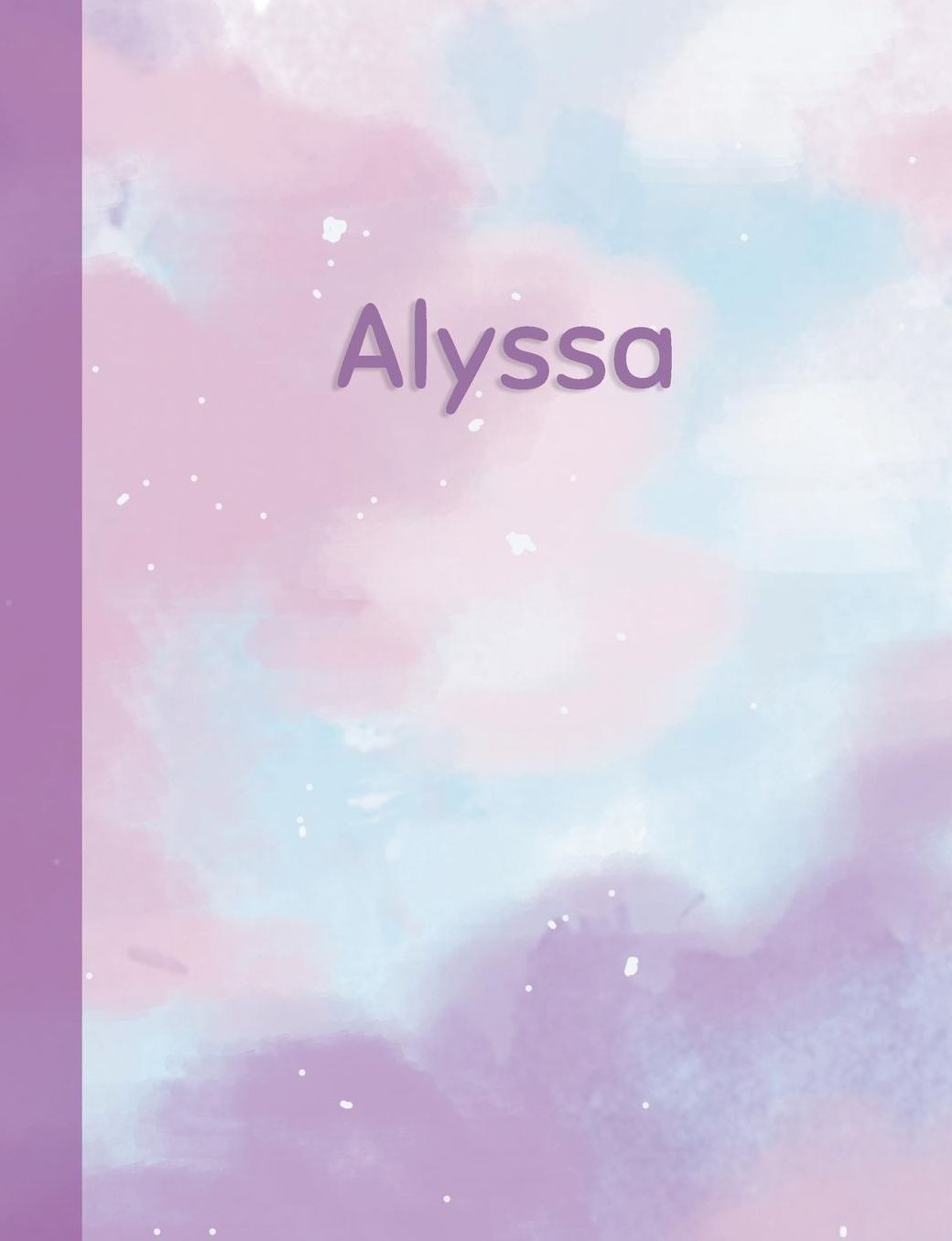 Alyssa: Personalized Composition Notebook - College Ruled (Lined) Exercise Book for School Notes, Assignments, Homework, Essay Writing. Pink Blue Purple Cover Art - Cloud Marble with Name