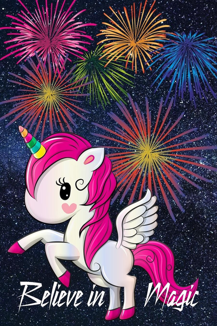 Believe In Magic: Cute Unicorn and Firework Notebook Journal Diary to write in