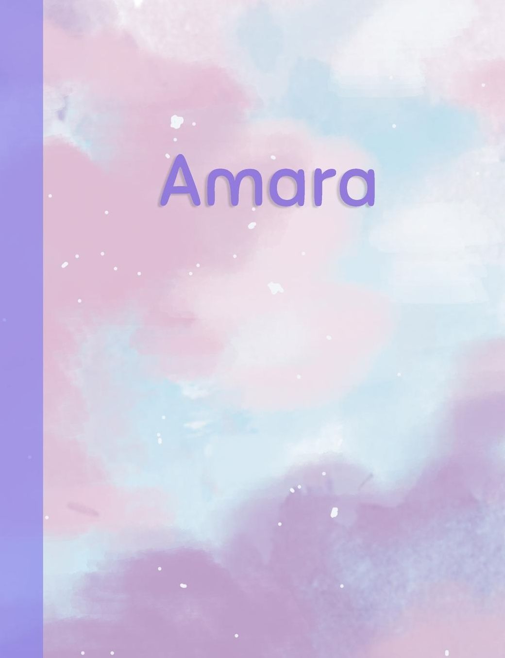 Amara: Personalized Composition Notebook - College Ruled (Lined) Exercise Book for School Notes, Assignments, Homework, Essay Writing. Pink Blue Purple Cover Art - Cloud Marble with Name