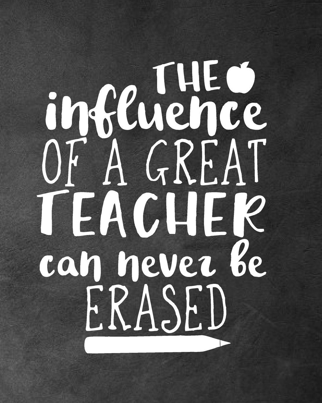 The Influence of a Great Teacher Can Never Be Erased: Black Chalkboard Teacher Journal Planner Notebook Organizer Daily Weekly Monthly Annual Activities Calendars To Do Class Lists Grade Tracker Back to School Teacher Appreciation Gift Undated 8x10 1