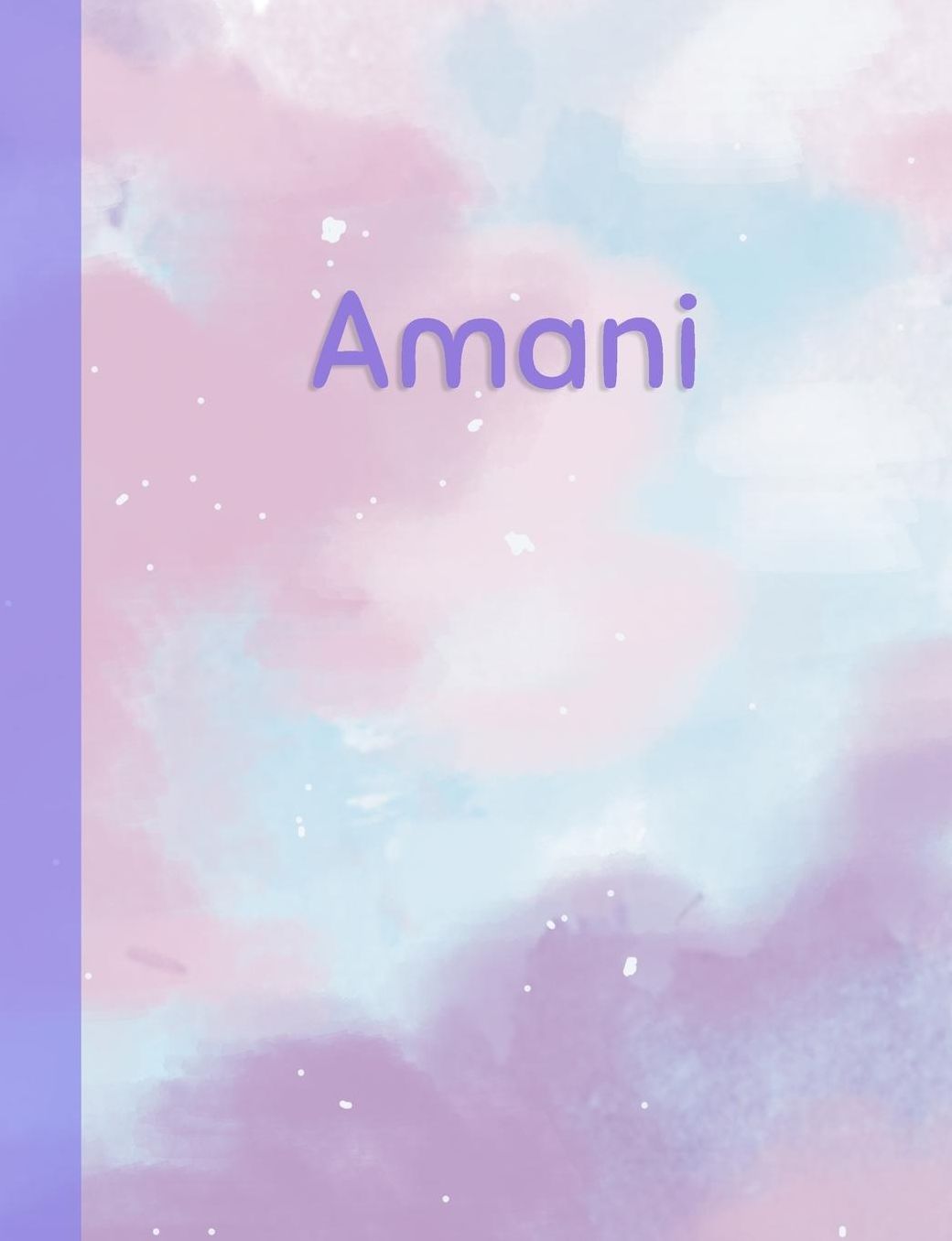 Amani: Personalized Composition Notebook - College Ruled (Lined) Exercise Book for School Notes, Assignments, Homework, Essay Writing. Pink Blue Purple Cover Art - Cloud Marble with Name