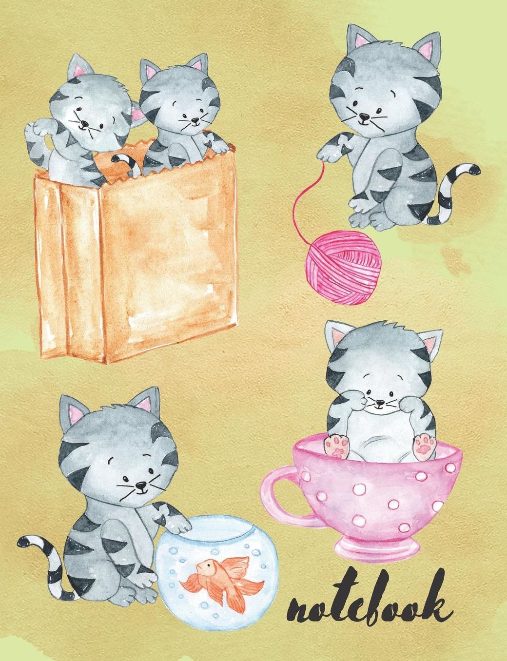 Notebook: Composition Notebook With Cute Baby Cats, Collage Ruled, Great For Kids