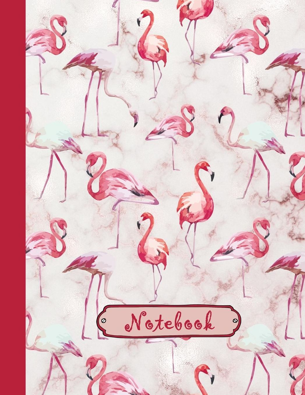 Notebook: Large Size College Ruled Pink Flamingo Pattern Cover - Blank Lined Interior