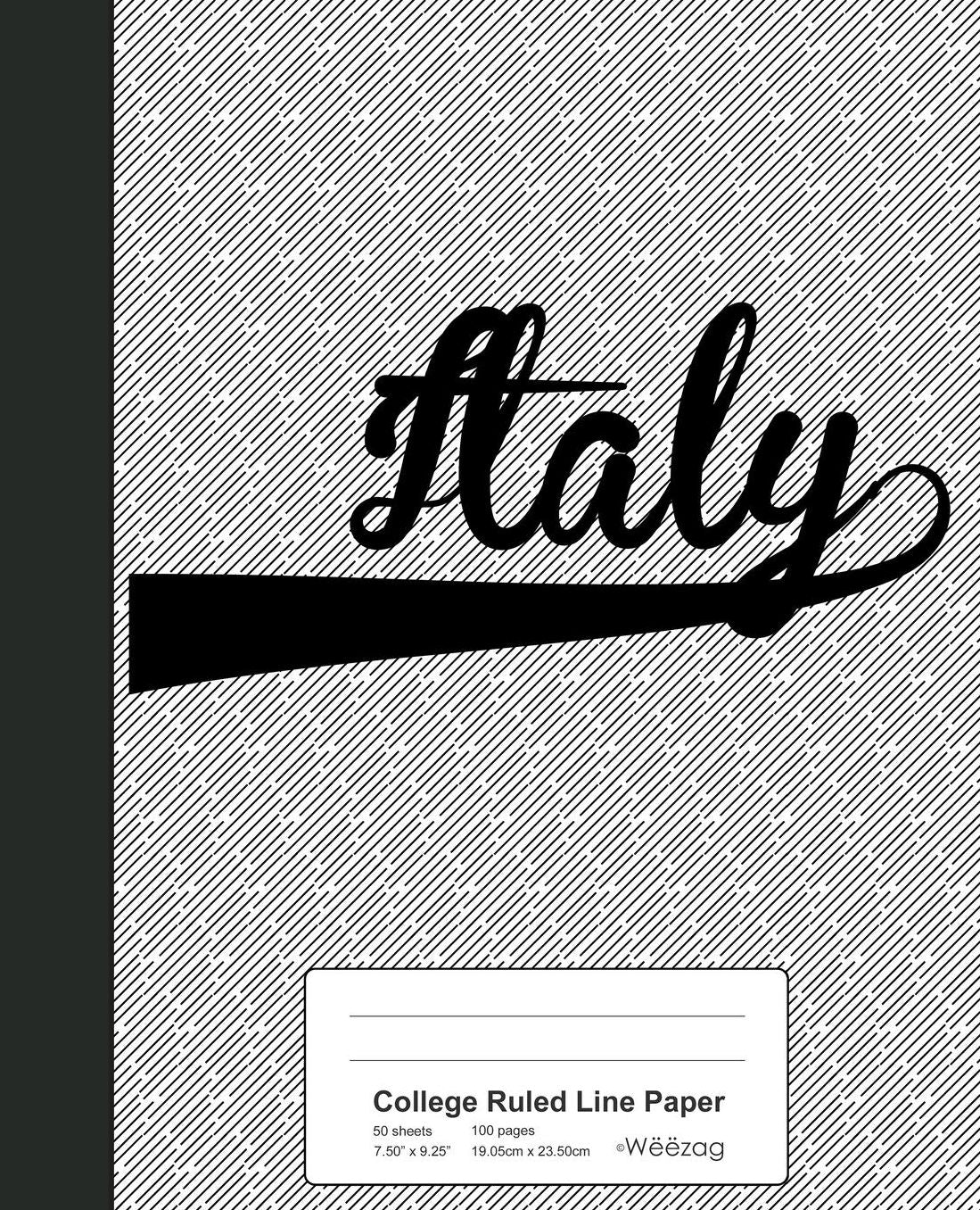 College Ruled Line Paper: ITALY Notebook
