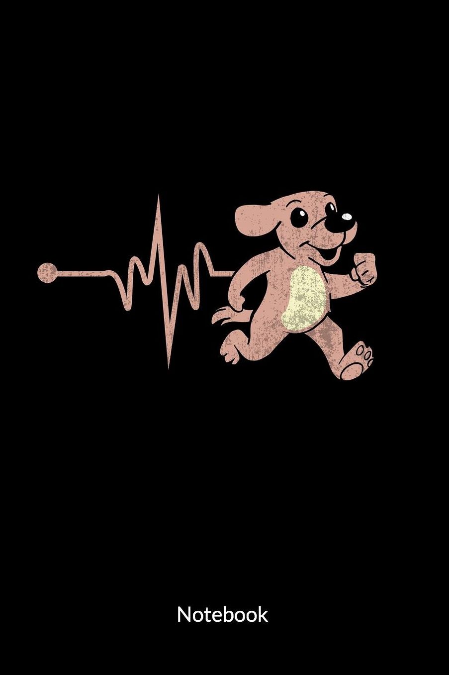 Notebook: Runners Journal and Heartbeat Notepad with Dog, Ruled 6x9.