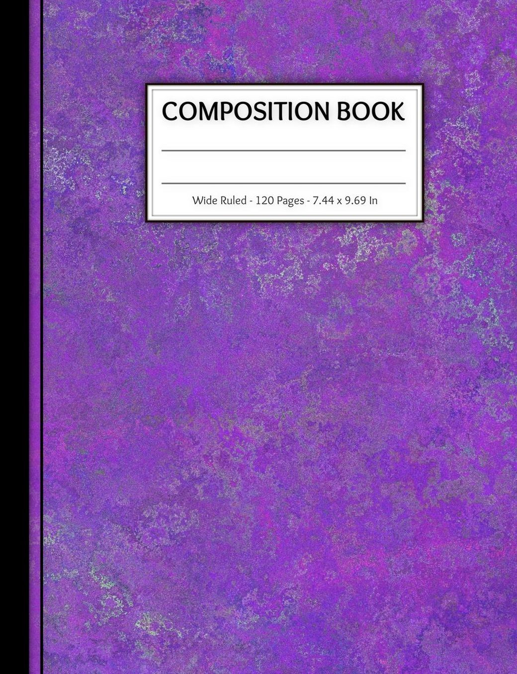 Composition Book: 120 Wide Ruled Page Exercise Book - For Kids Teens Boys Girls in Elementary or Middle School - Matte Cover with Purple Rust Pattern - 7.44 x 9.69 Inches