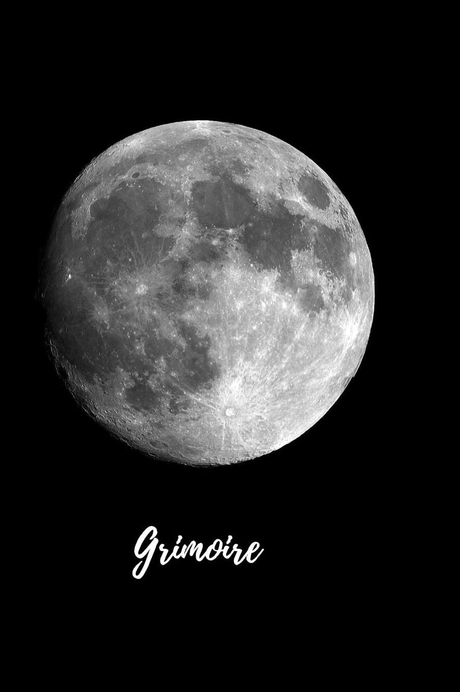 Grimoire: Buch der Schatten mit 120 gestalteten Seiten zum Eintragen fï¿½r Rezepte, Zaubersprï¿½che und Rituale. Grimoire fï¿½r Hexen und andere Magiepraktizierende, 6x9 Glï¿½nzendes Softcover Schwarz mit Vollmond