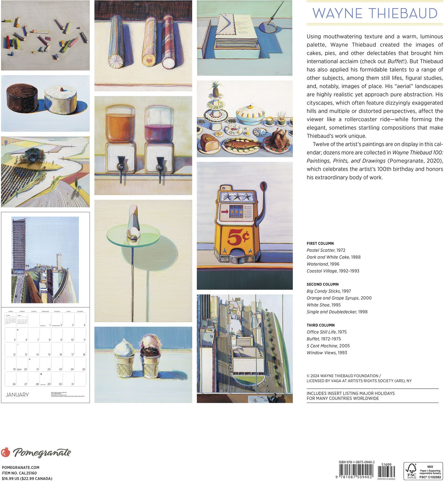 2025 Wayne Thiebaud Wall Calendar