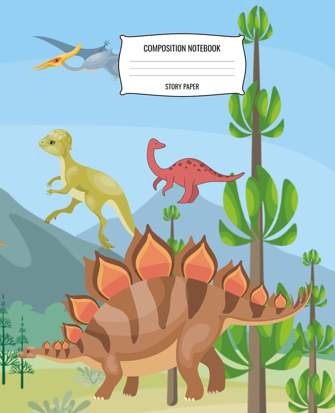 Composition Notebook: Dinosaurs on Land - Draw and Write Journal - Story Notebook Paper for Kids