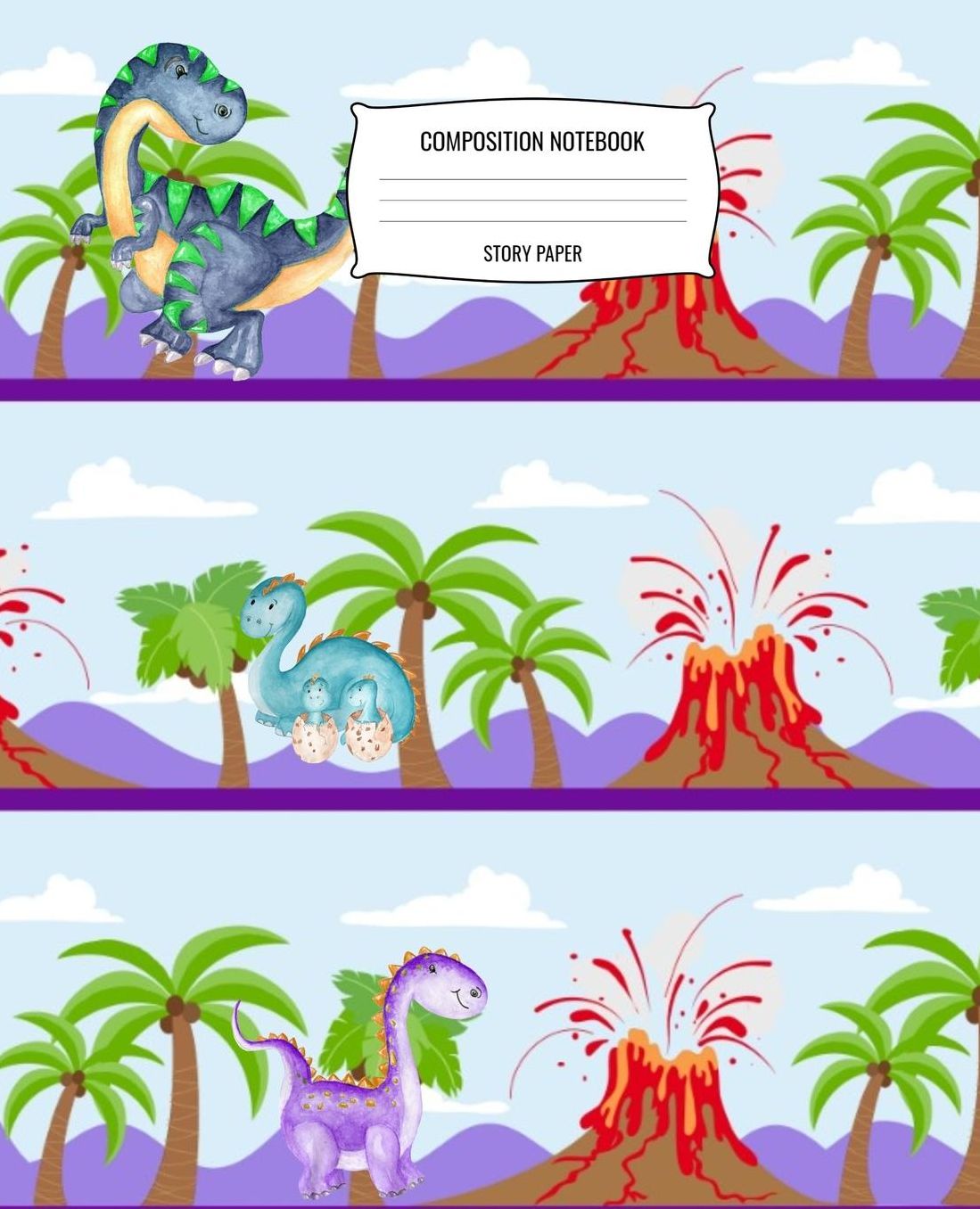Composition Notebook: Dinosaurs on Land - Draw and Write Journal - Story Notebook for Kids