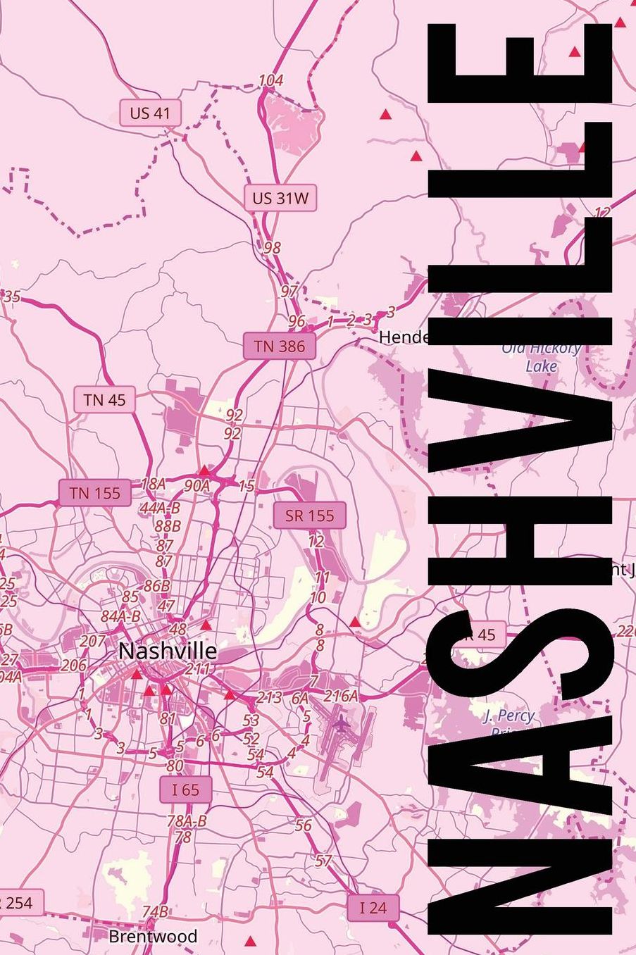 Nashville: 6 x 9 blank journal with matte pink color softcover