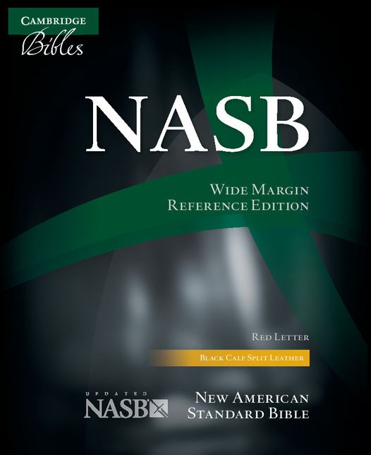 NASB Wide Margin Reference Bible, black calfsplit leather, red letter text: NS744:XRM