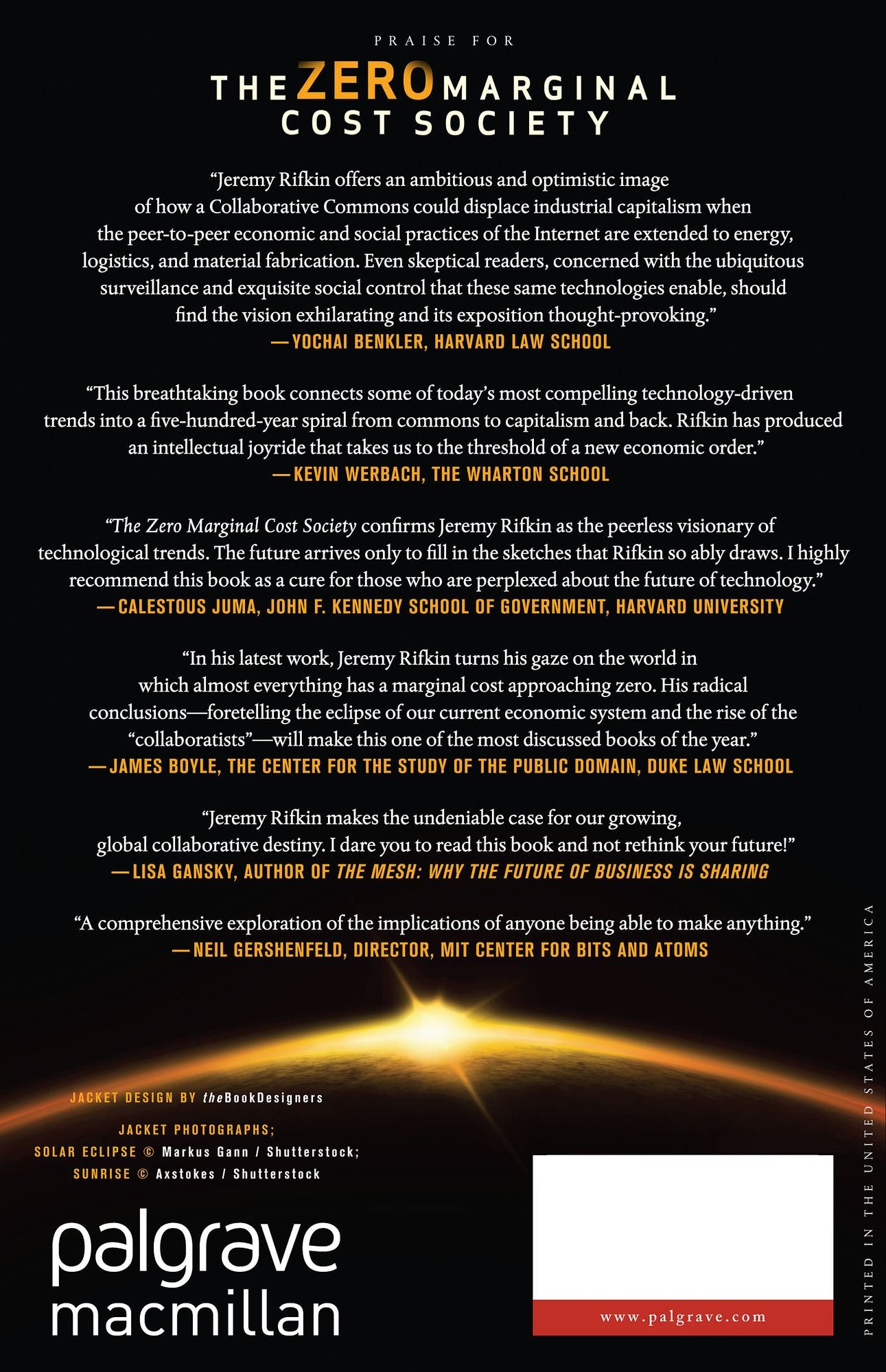 The Zero Marginal Cost Society: The Internet of Things, the Collaborative Commons, and the Eclipse of Capitalism