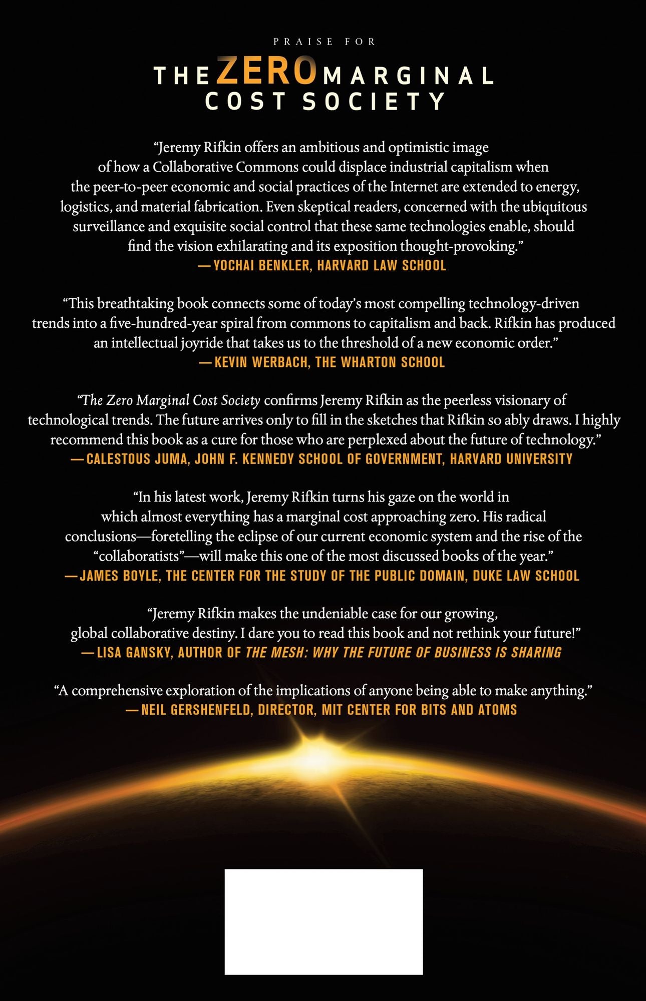 The Zero Marginal Cost Society: The Internet of Things, the Collaborative Commons, and the Eclipse of Capitalism