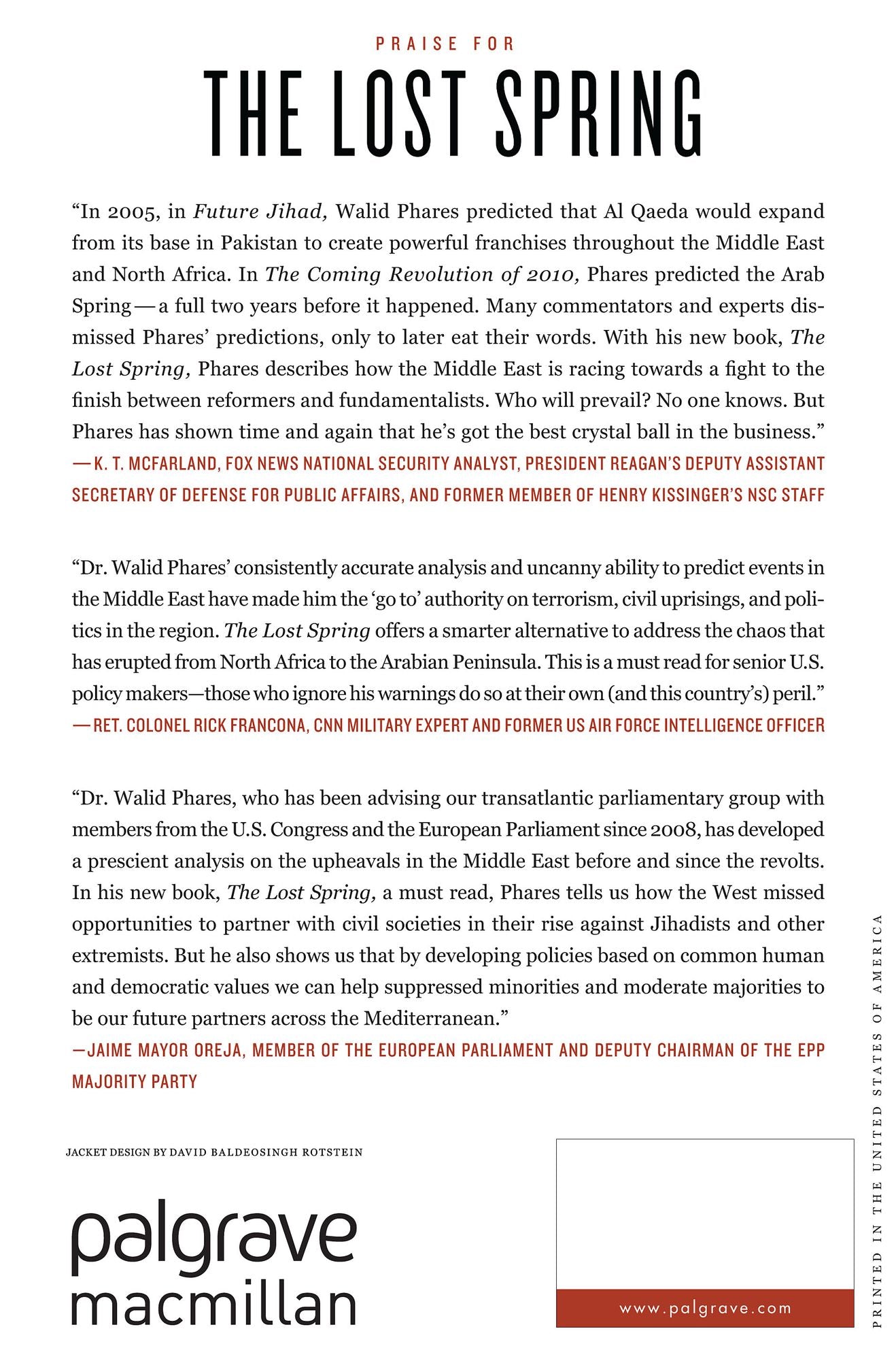The Lost Spring: U.S. Policy in the Middle East and Catastrophes to Avoid