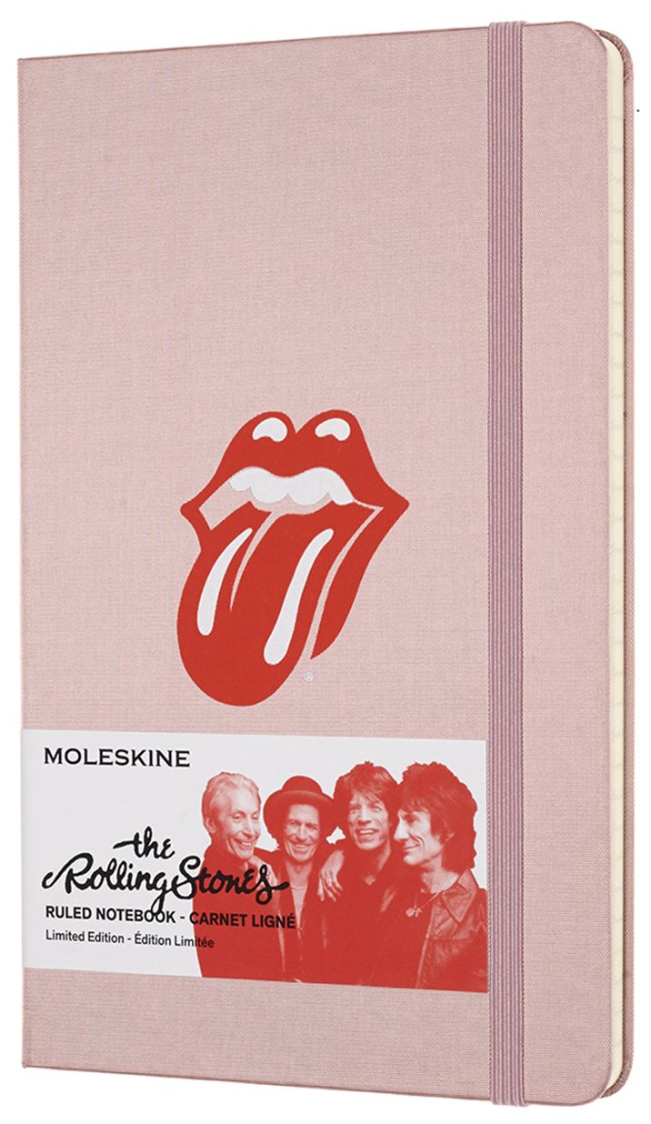 Moleskine Rolling Stones Notebook, Large, Ruled, Pink : Includes Stickers