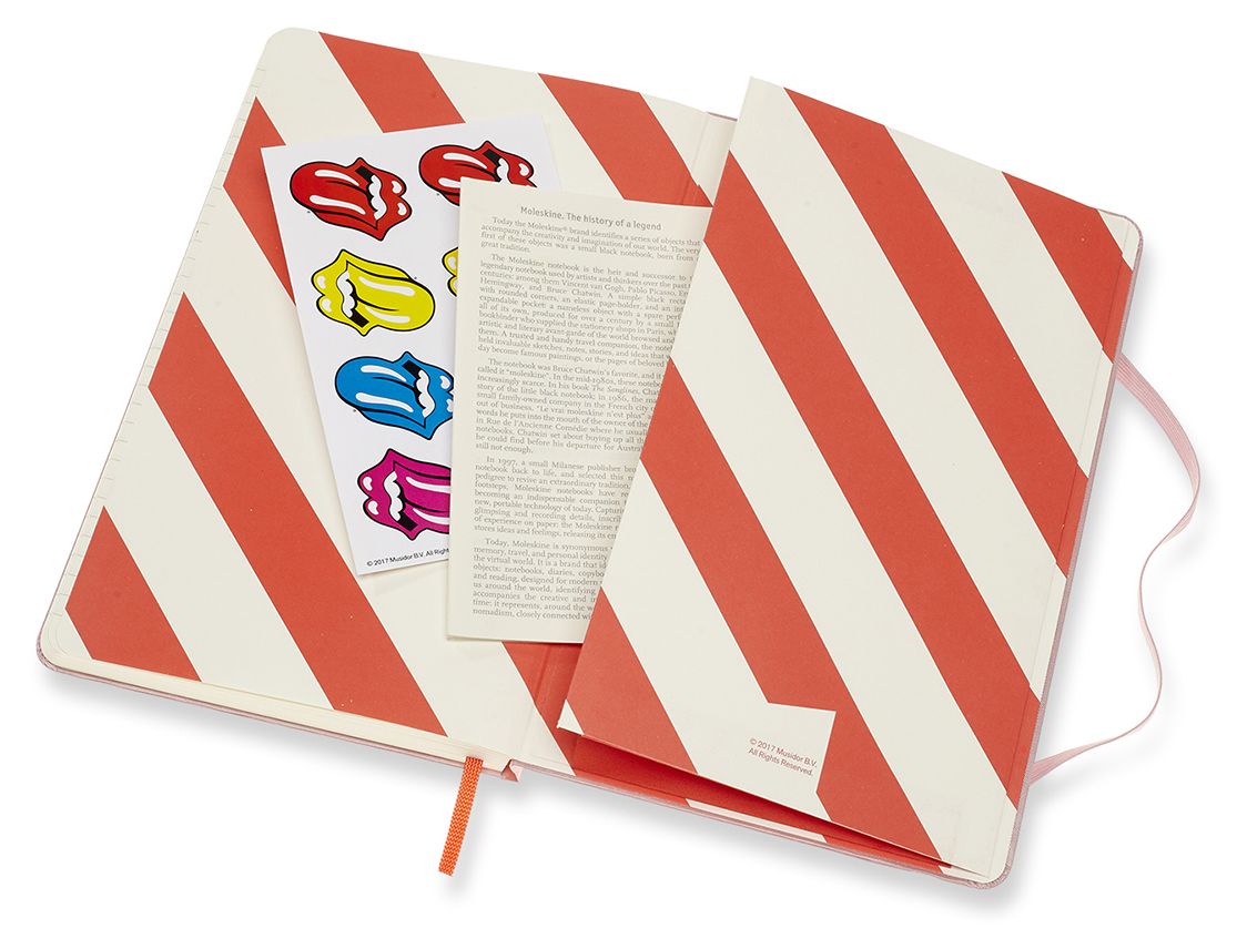 Moleskine Rolling Stones Notebook, Large, Ruled, Pink : Includes Stickers