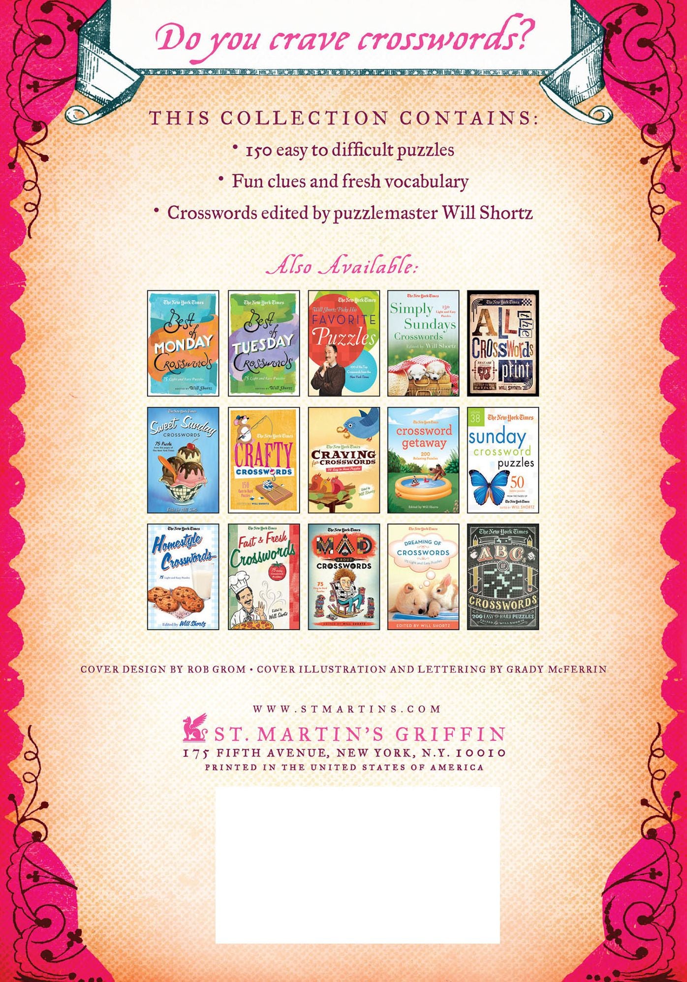 The New York Times For the Love of Crosswords: 150 Easy to Hard Puzzles
