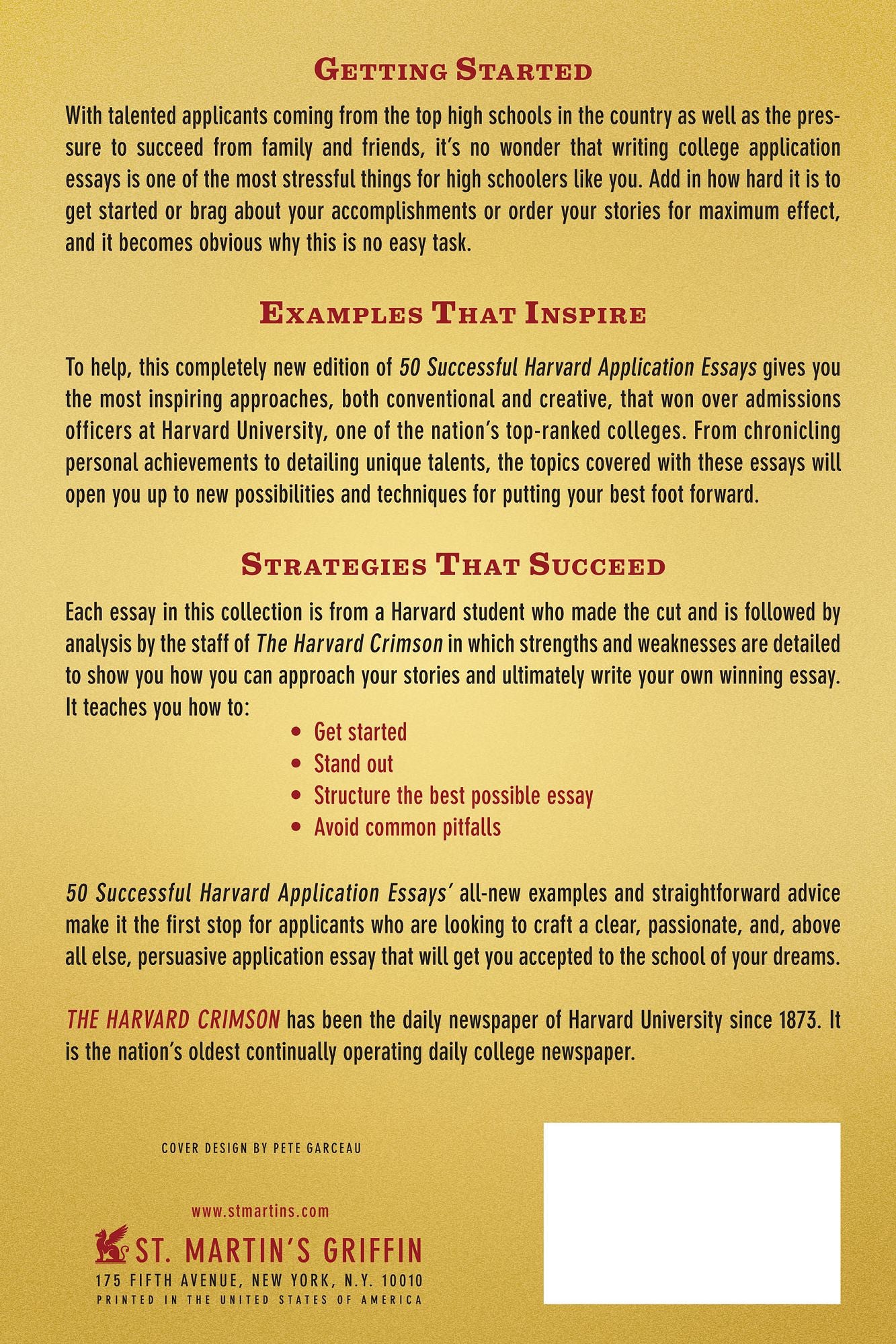 50 Successful Harvard Application Essays, Fourth Edition: What Worked for Them Can Help You Get into the College of Your Choice