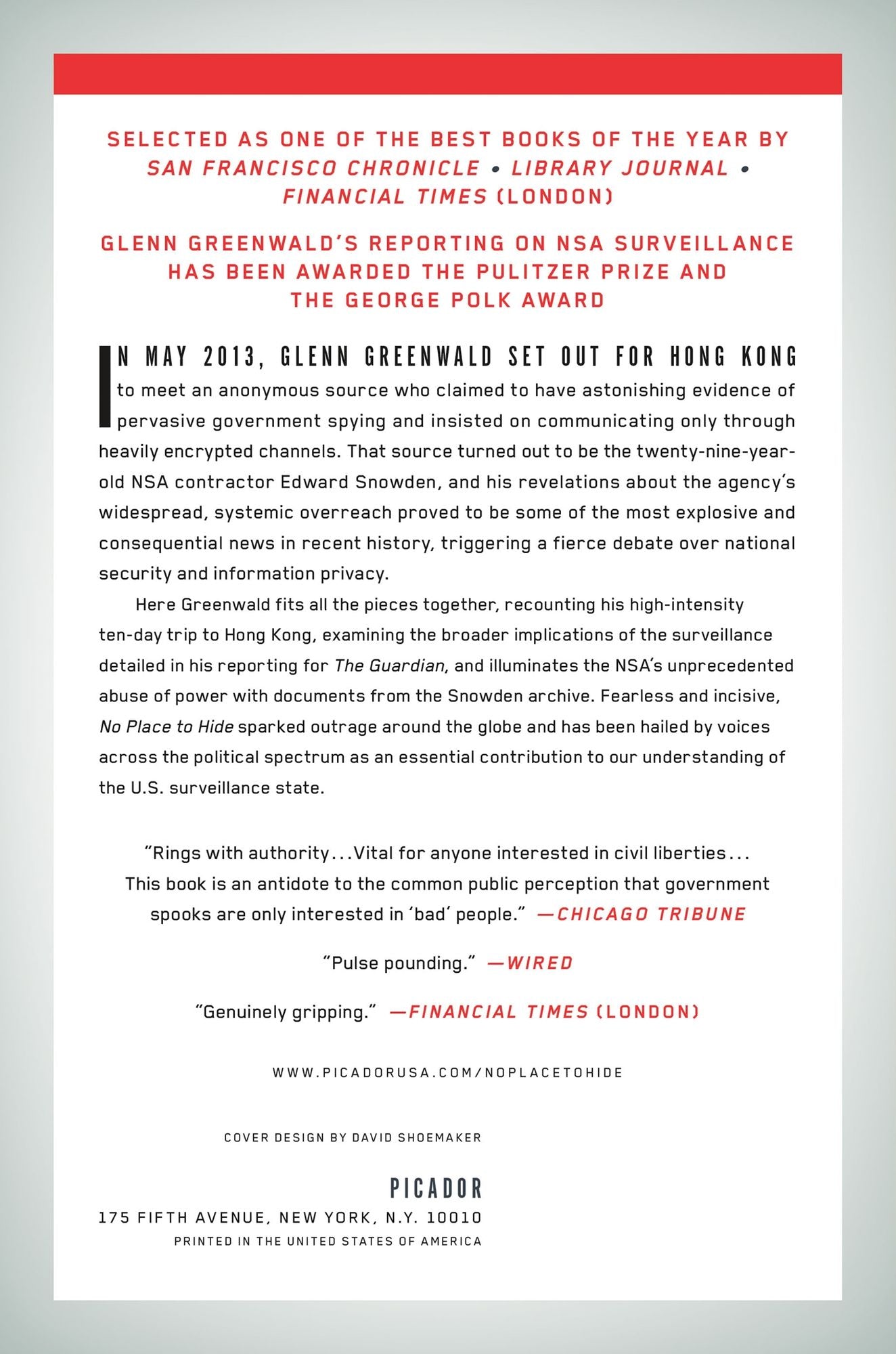 No Place to Hide: Edward Snowden, the NSA, and the U.S. Surveillance State