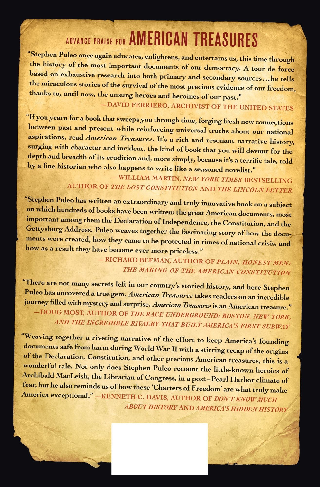 American Treasures: The Secret Efforts to Save the Declaration of Independence, the Constitution and the Gettysburg Address