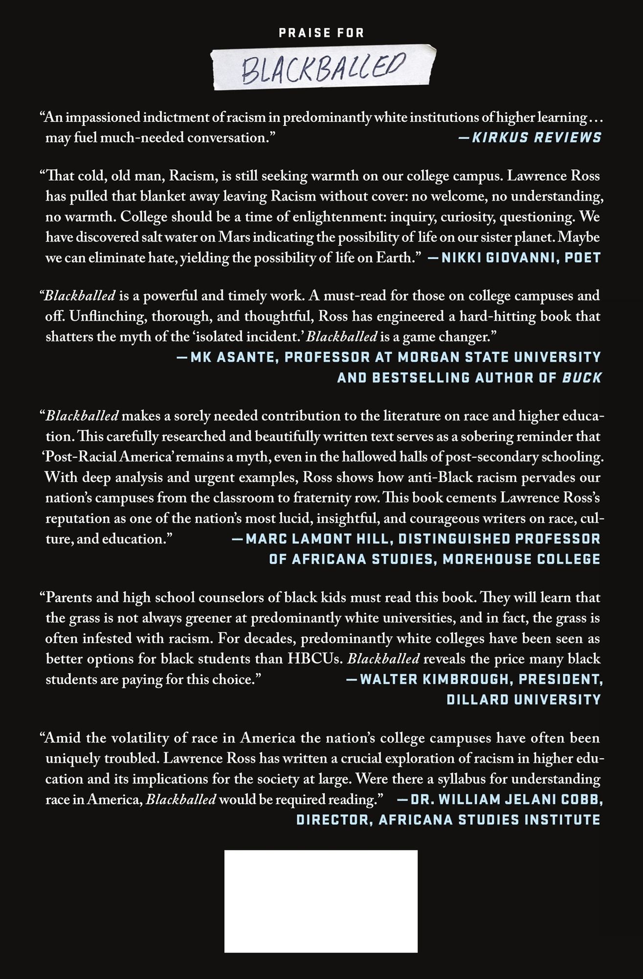 Blackballed: The Black and White Politics of Race on America's Campuses