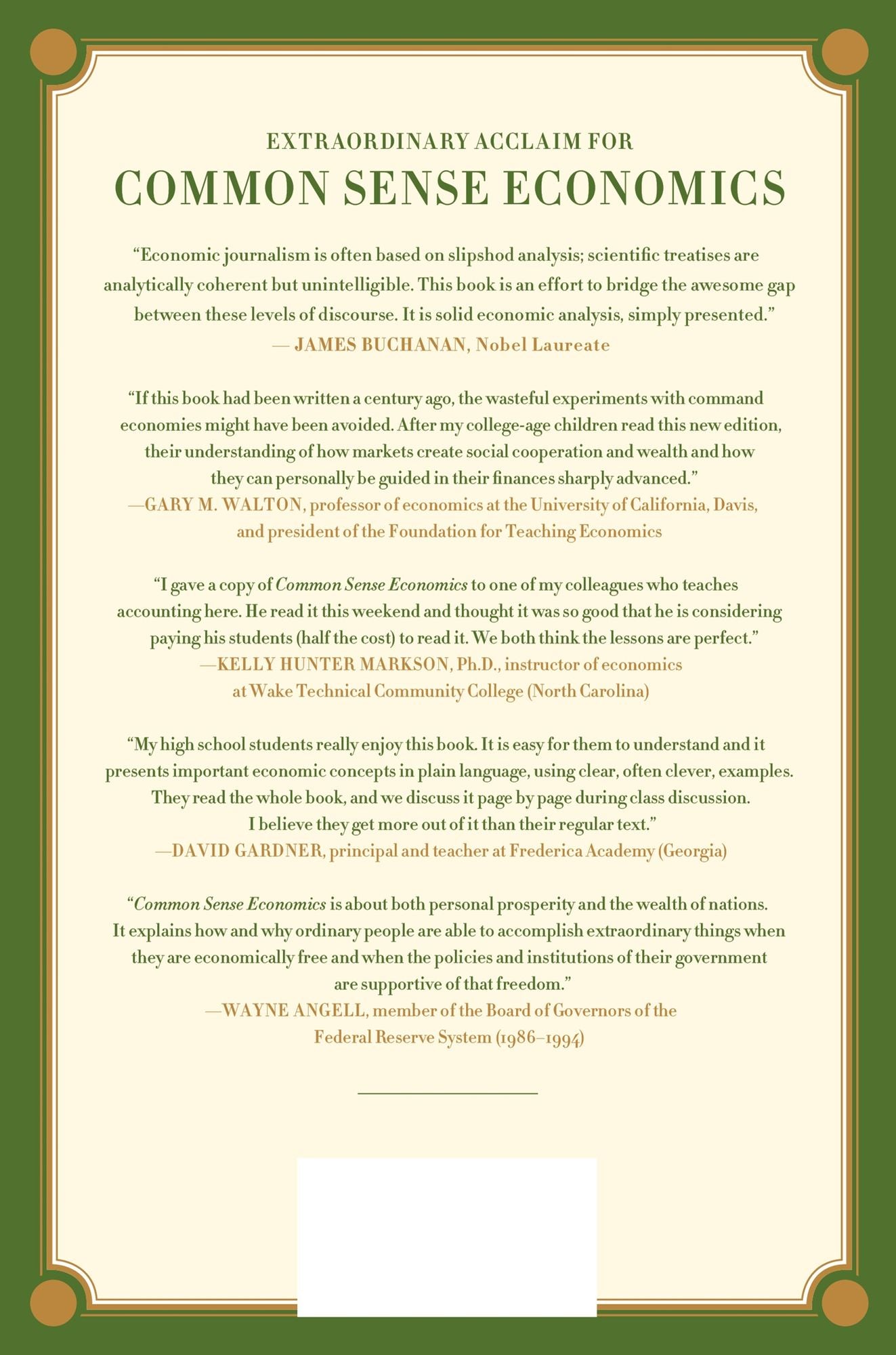 Common Sense Economics: What Everyone Should Know About Wealth and Prosperity