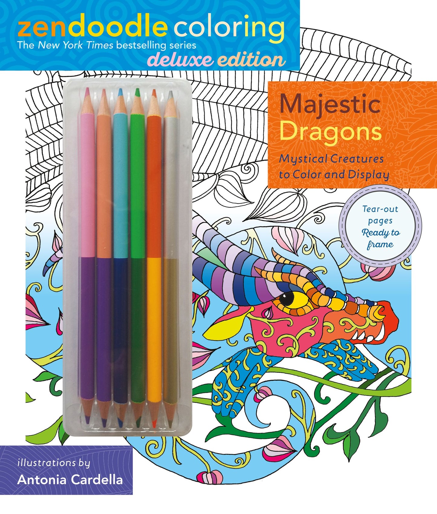 Zendoodle Coloring: Majestic Dragons: Deluxe Edition with Pencils