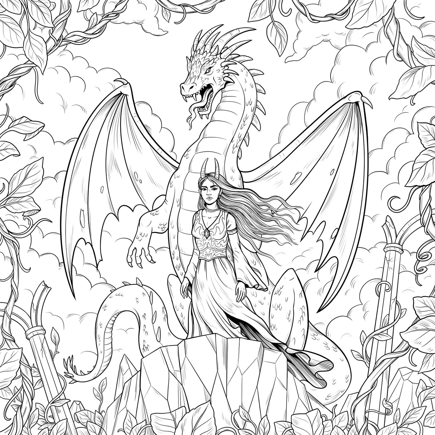 Mythographic Color and Discover: Romantasy: An Artist's Coloring Book of Fantasy Romance