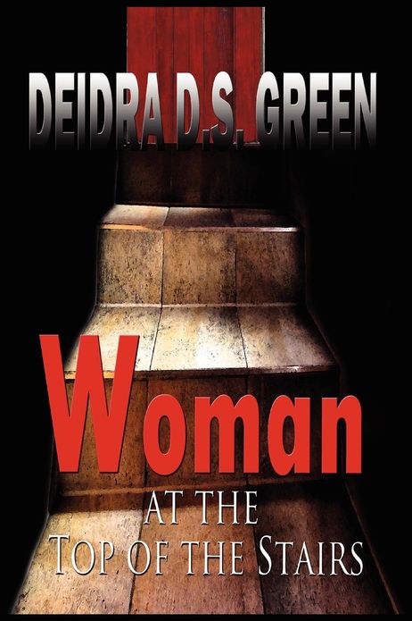 Woman at the top of the stairs.