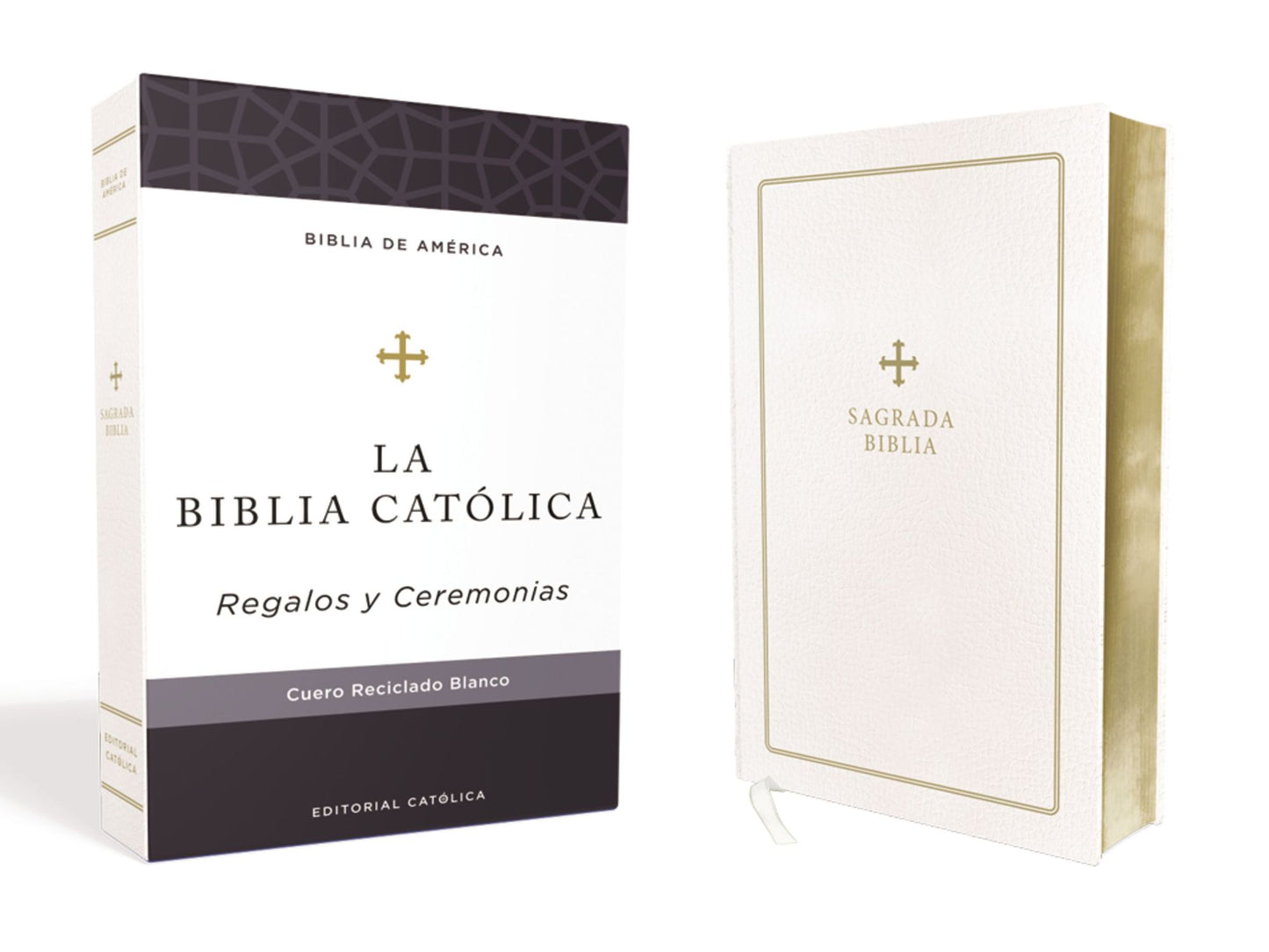 Biblia Catï¿½lica, Regalos Y Ceremonias, Color Blanca, Cuero Reciclado