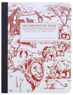 African Safari Decomposition Book : College-Ruled Composition Notebook with 100% Post-Consumer-Waste Recycled Pages