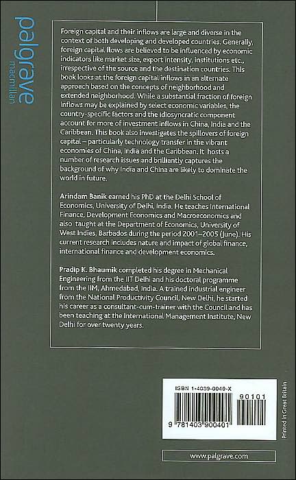 Foreign Capital Inflows to China, India and the Caribbean: Trends, Assessments and Determinants