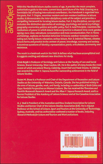 A Handbook of Leisure Studies