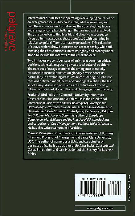 Just Business Practices in a Diverse and Developing World: Essays on International Business and Global Responsibilities