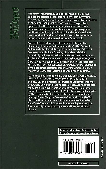 Country Studies in Entrepreneurship: A Historical Perspective