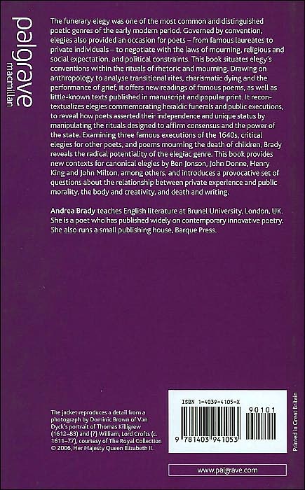 English Funerary Elegy in the Seventeenth Century: Laws in Mourning