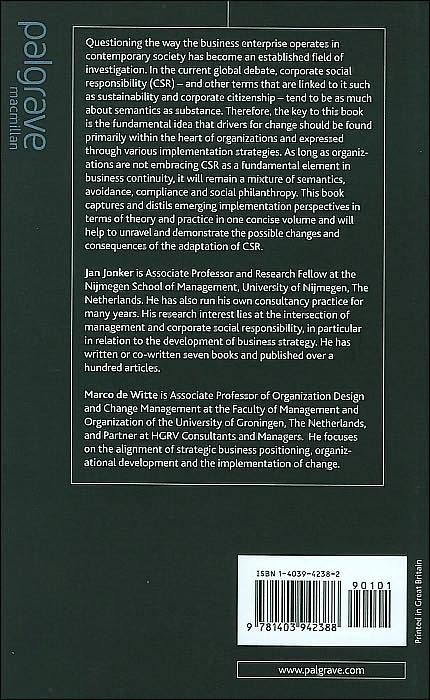 The Challenge of Organising and Implementing Corporate Social Responsibility