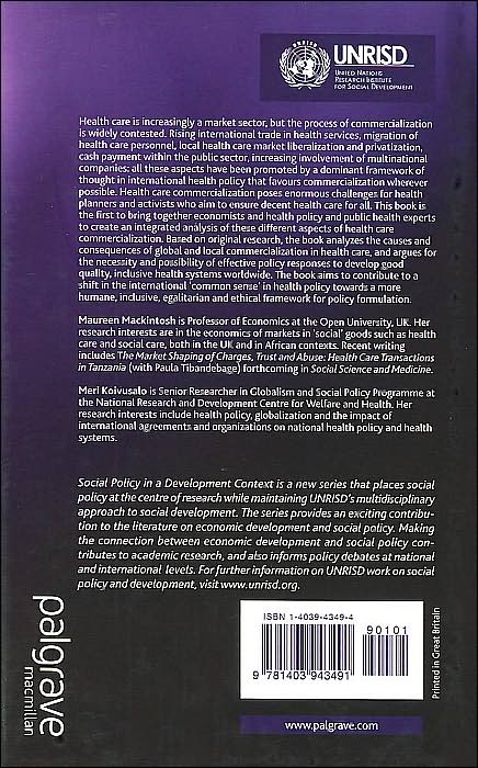 Commercialization of Health Care: Global and Local Dynamics and Policy Responses