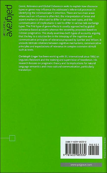 Genre, Relevance and Global Coherence: The Pragmatics of Discourse Type