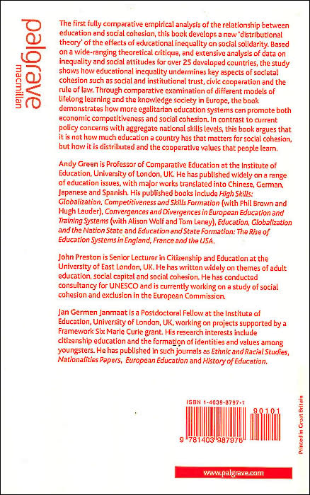 Education, Equality and Social Cohesion: A Comparative Analysis